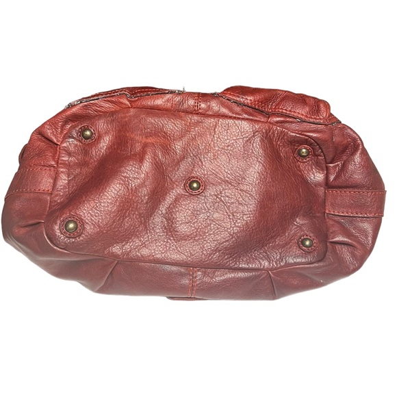 Frye Brooke Leather Studded Bucket Bag with Drawstring Red/ Burgundy - Picture 6 of 10